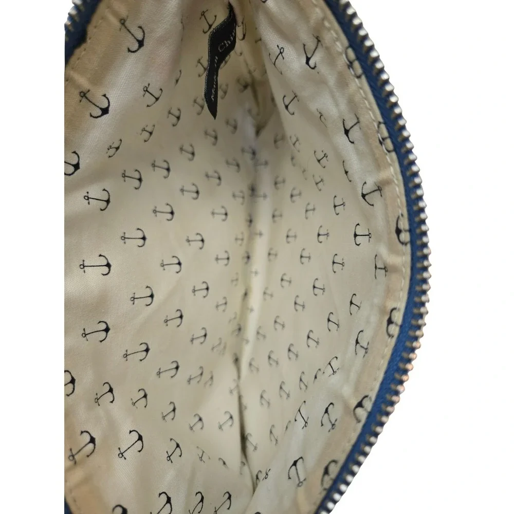 Brighton Nautical Medium Sized Zip Up Make-Up Bag, Pouch, Clutch W/Leather Trim